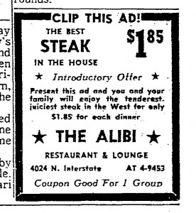 Alibi Steak Ad